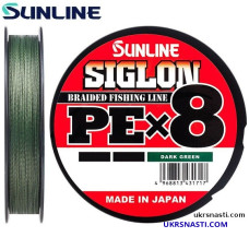 Шнур Sunline Siglon PE х8 диаметр 0,121 размотка 150м тёмно-зелёный